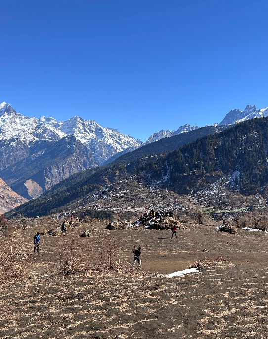 The cricket match in the middle of the Himalayas