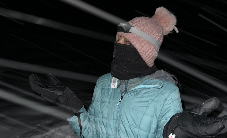 Me, soaking in the magic of my first snowfall