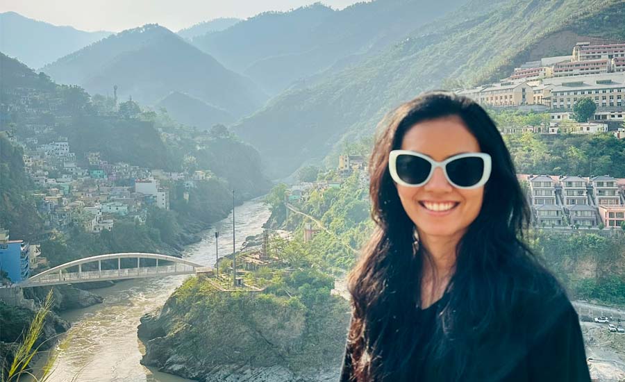 Sacred confluence of Alaknanda and Bhagirathi rivers forming the Ganga at Devprayag