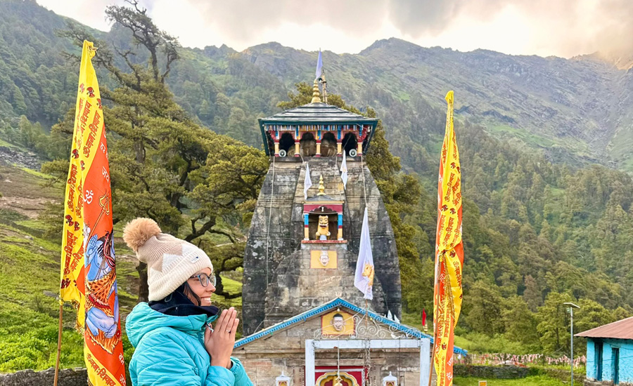 Madhyamaheshwar Temple in the lap of the Himalayas—sacred stone shrine dedicated to Lord Shiva on the Panch Kedar trail