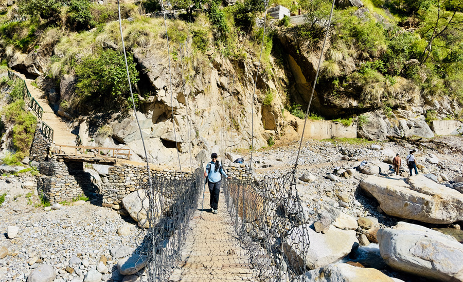 Starting the Madhyamaheshwar trek from Ransi village—first steps into the heart of the Himalayas and devotion