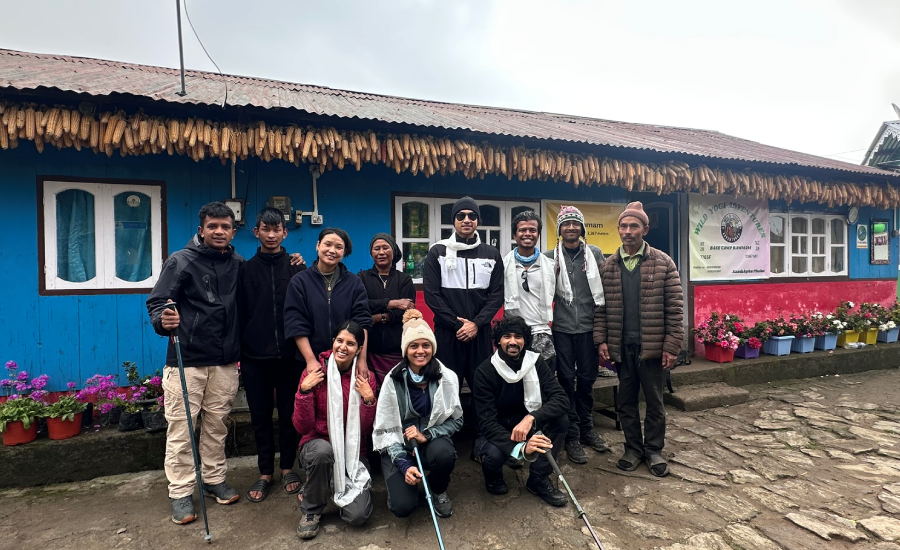 Traditional Khata blessing before starting Sandakphu Trek trail