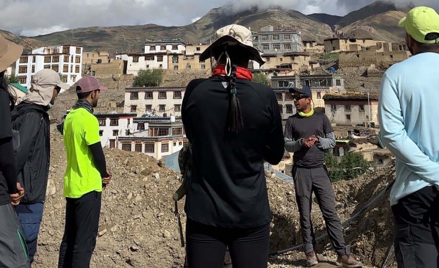 Trekkers ready to begin the Kanamo Base Camp trek from Kibber