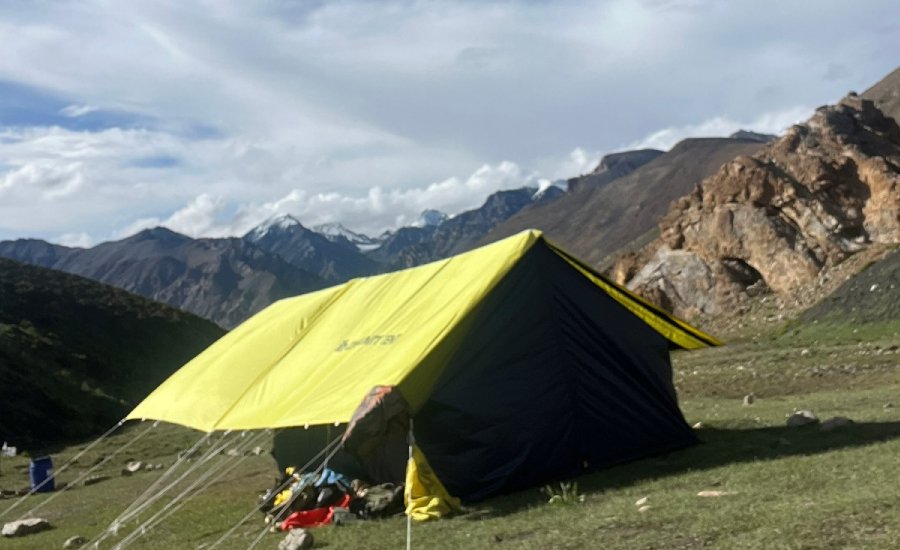 Sunny afternoon at Kanamo Base Camp after the summit push