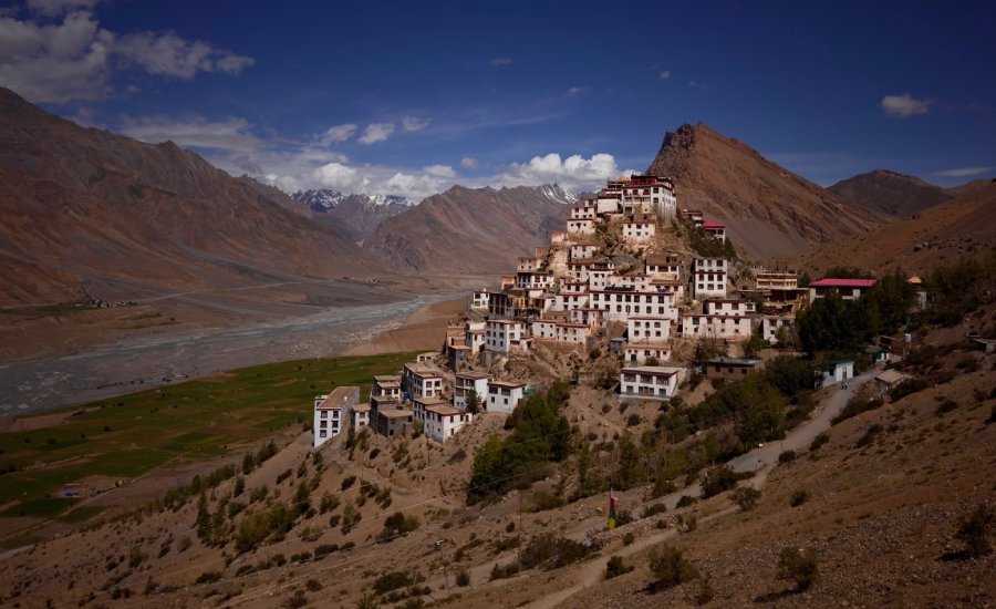 Panoramic view of Key Monastery overlooking Spiti Valley
