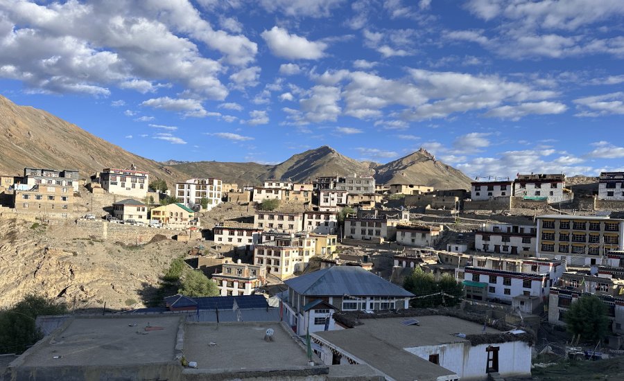 Morning view from the homestay in Kibber with the Spiti mountains
